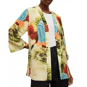 AllSaints Green Tropical Bird Carina Swoop Kimono Size 8
